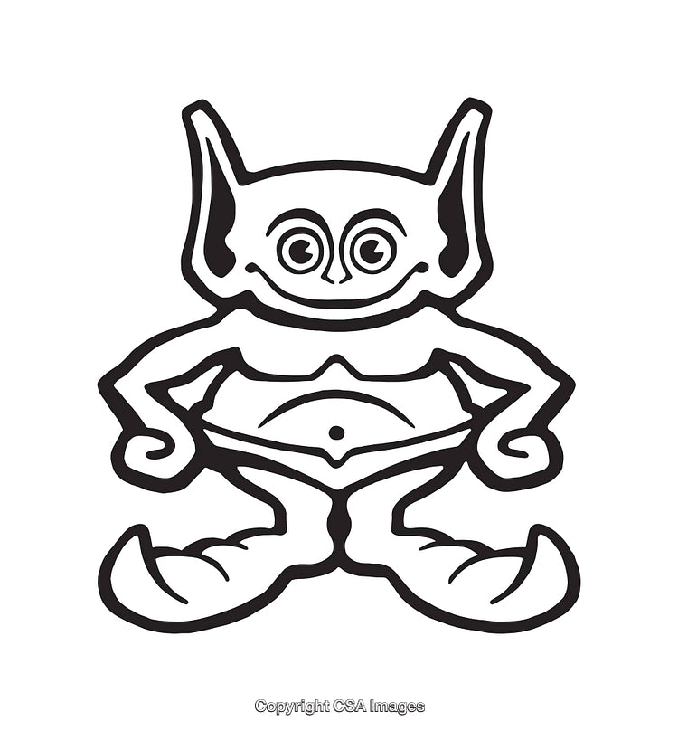 Black and White Line Art of a Whimsical Cartoon Creature
