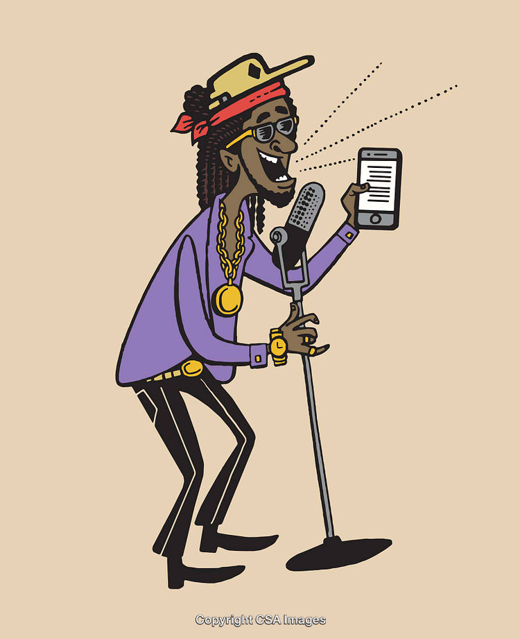 Colorful Illustration of a Performer Singing Using a Microphone