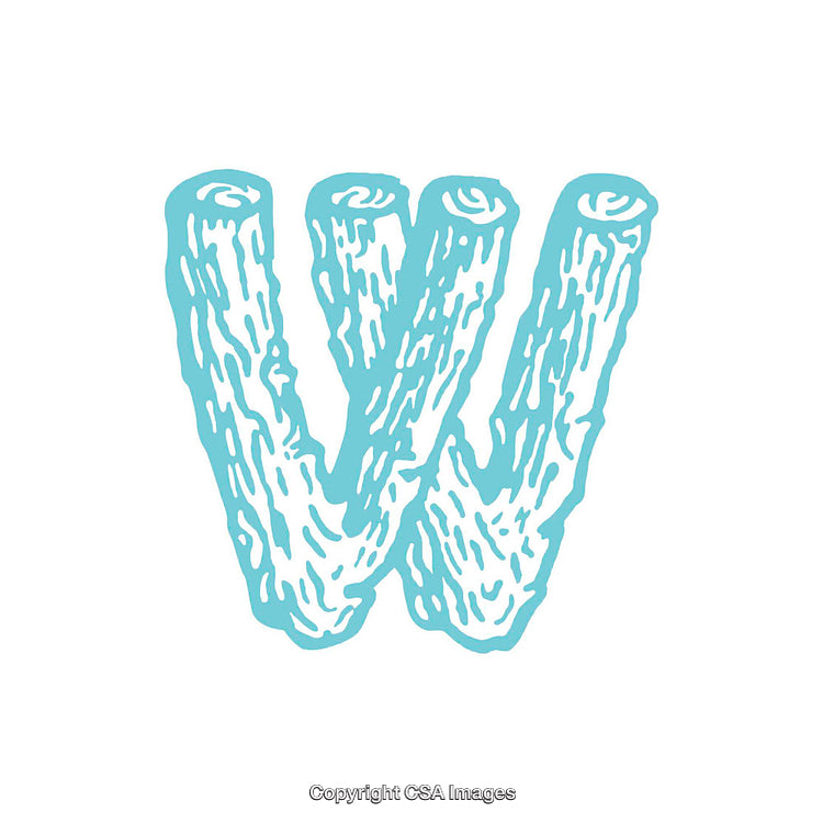 Stylized Letter W in Blue Textured Appearance on White Background