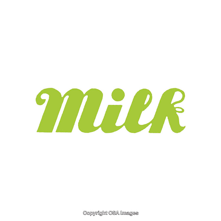 Green Milk Text Written on a White Background