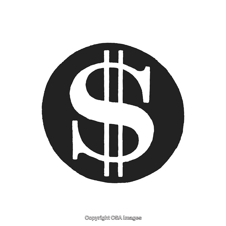 Black And White Dollar Symbol Design Isolated on White Background