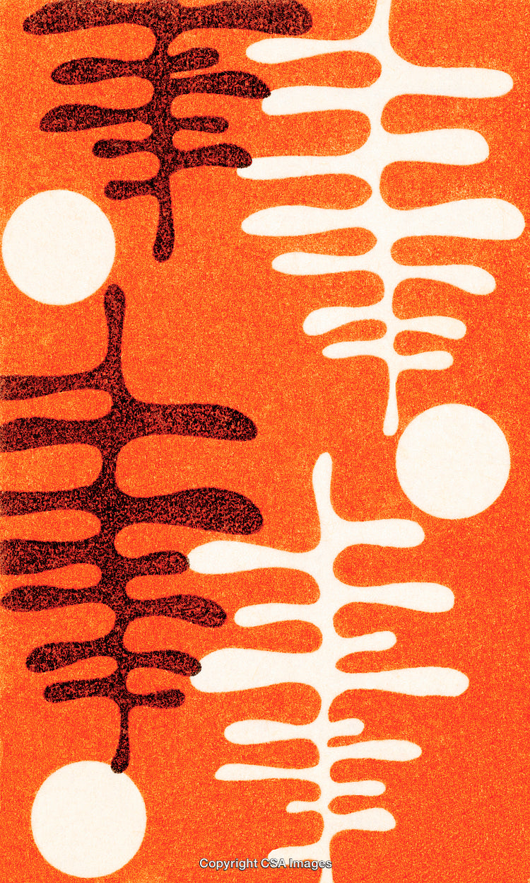 Abstract Retro Pattern in Orange With White and Red Styled Elements