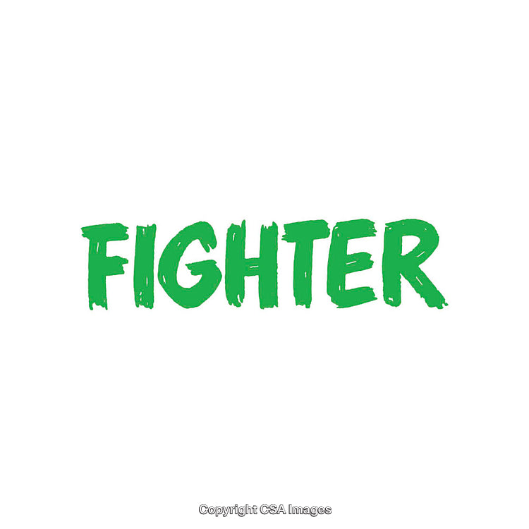 Bold Green Text Displaying the Word Fighter on White Background