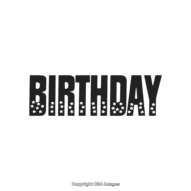 Birthday Celebration Typography With Star Patterns in Bold Black Letters