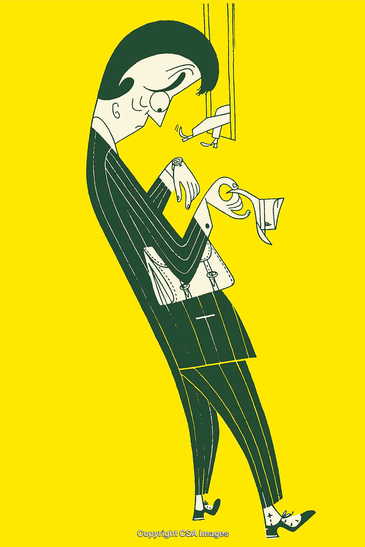 Quirky Line Art Illustration of a Person in a Stylized Pose