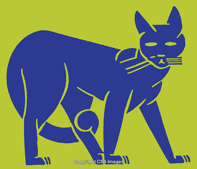 Colorful Abstract Illustration of a Stylized Cat on a Bright Background