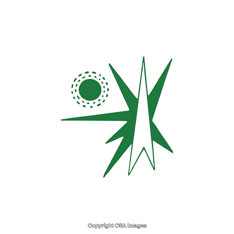 Abstract Green Dingbat With Circular and Star Elements on White Background