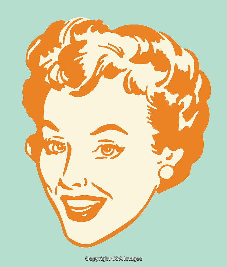 Retro Style Portrait of a Smiling Lady in Bold Illustrative Colors