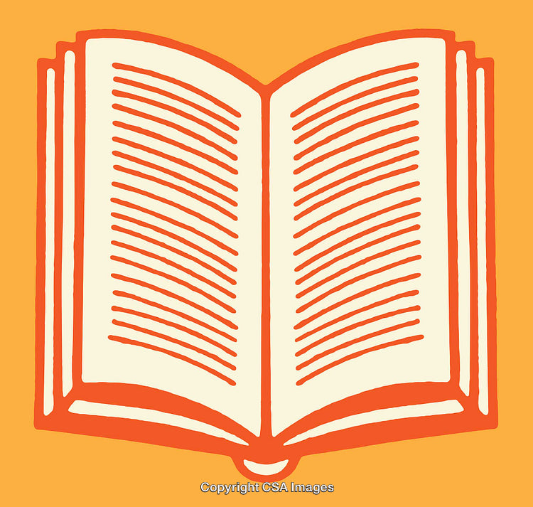 Orange and White Line Art Illustration of an Open Book