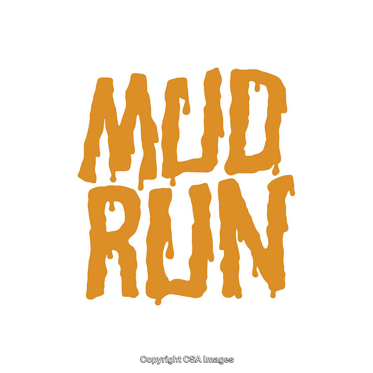 Bold Typography Design Featuring Text 'Mud Run' in Grungy Font Style