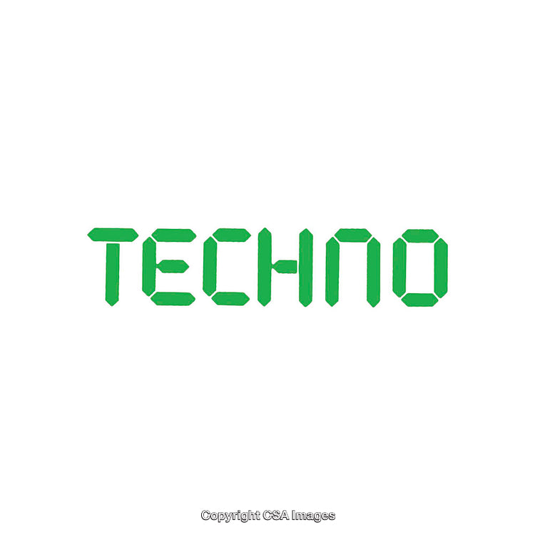Green Techno Typography on Minimalist White Background