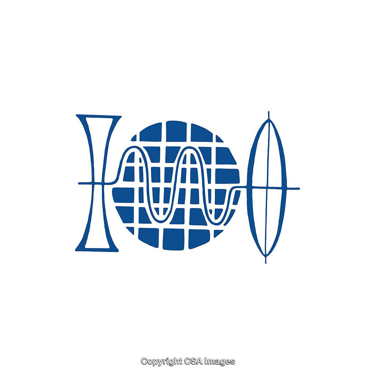 Blue Abstract Representation of a Globe and Waveform Over Grid