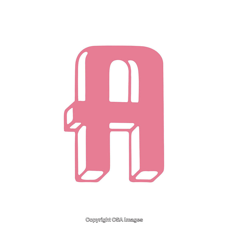 Pink 3D Letter A in Modern Cartoon Style on White Background
