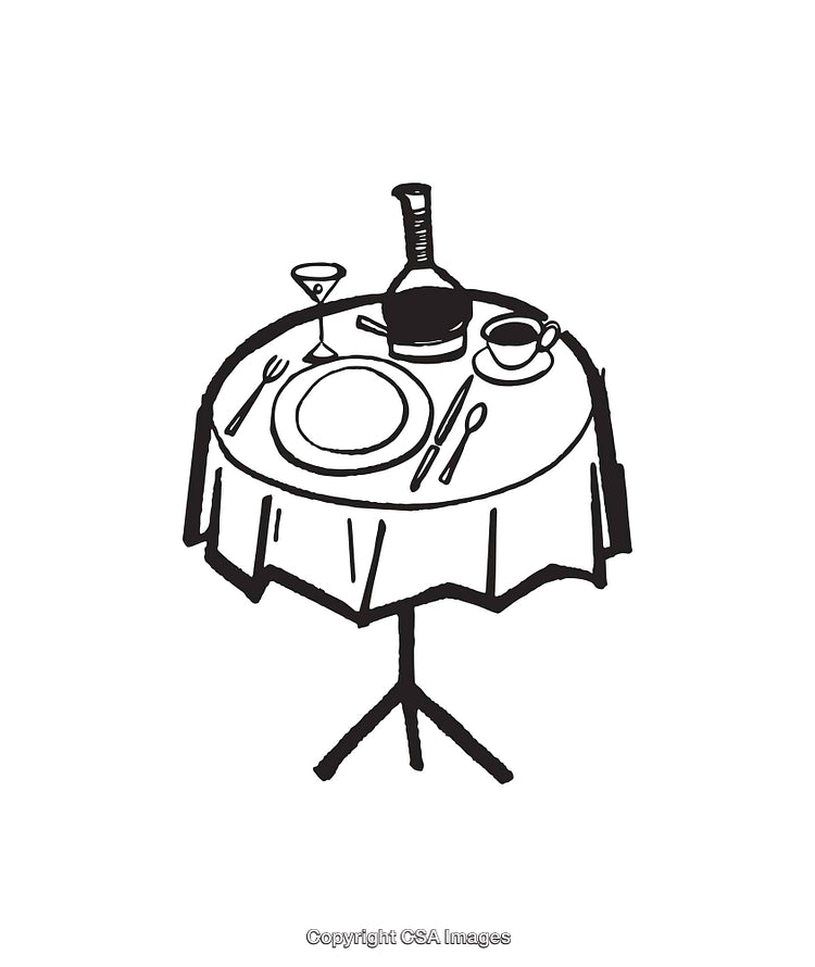 Illustration of a Table Setting with Elegantly Arranged Dining Items