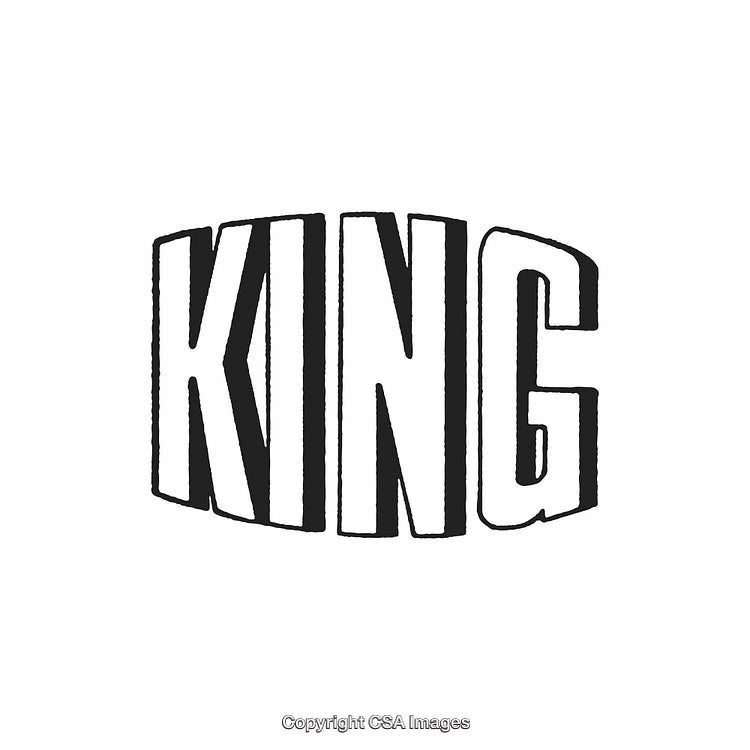 Retro Typography Design Emphasizing the Word 'King' in Bold Black Text