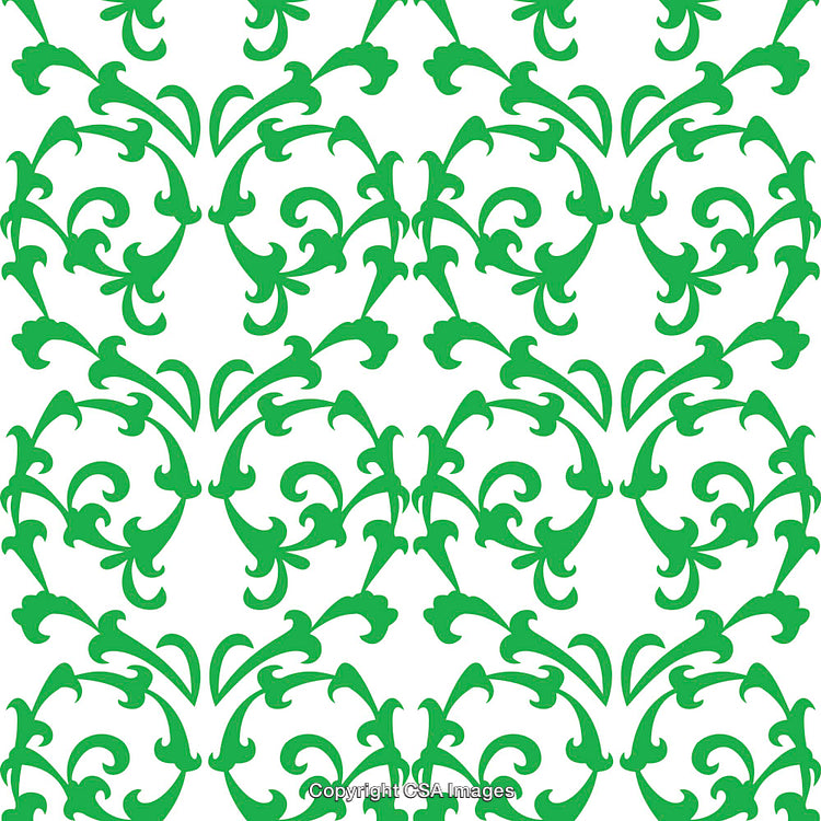 Elegant Botanical Pattern in Green Leaf Design on White Background