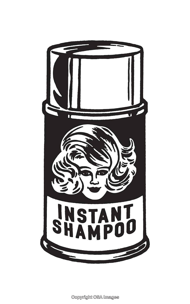 Classic Black and White Illustration of Instant Shampoo Can Design