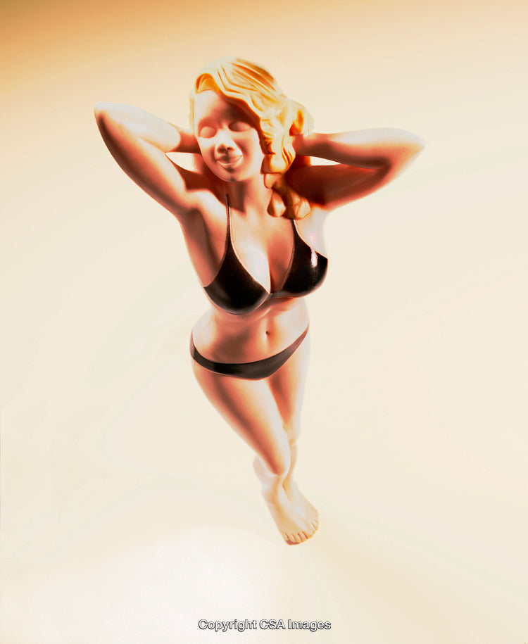 Vintage Style Figurine of Woman in Bathing Suit Smiling Gracefully