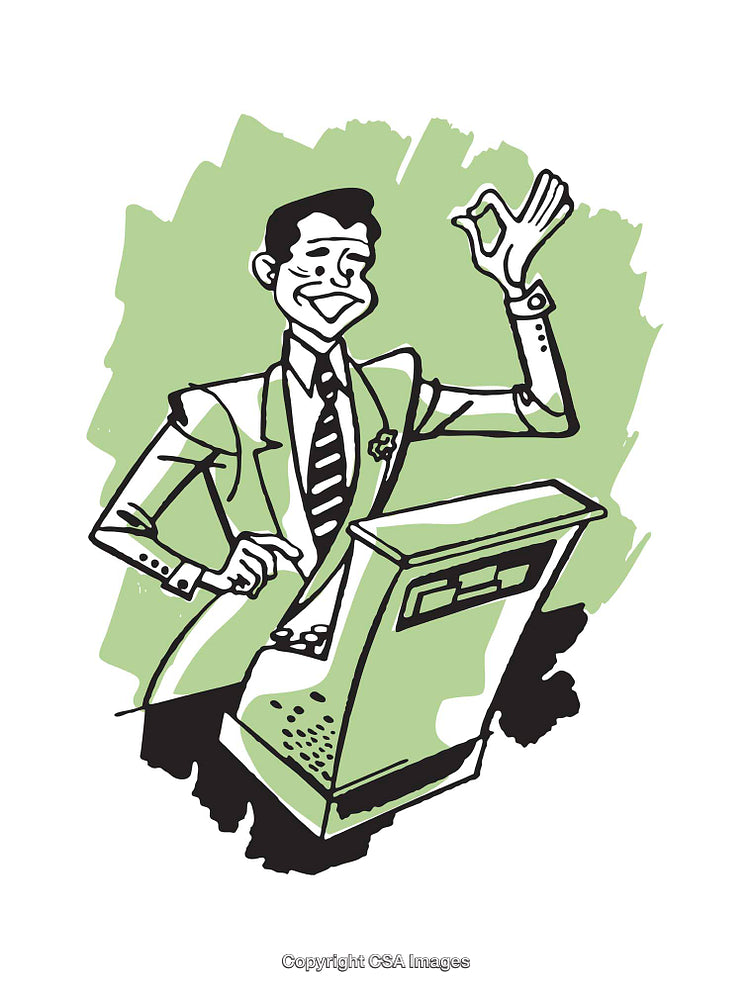 Playful Illustration of Cashier in Clean Animated Style