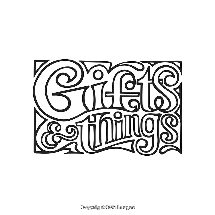 Artistic Black and White Gifts and Things Lettering Design