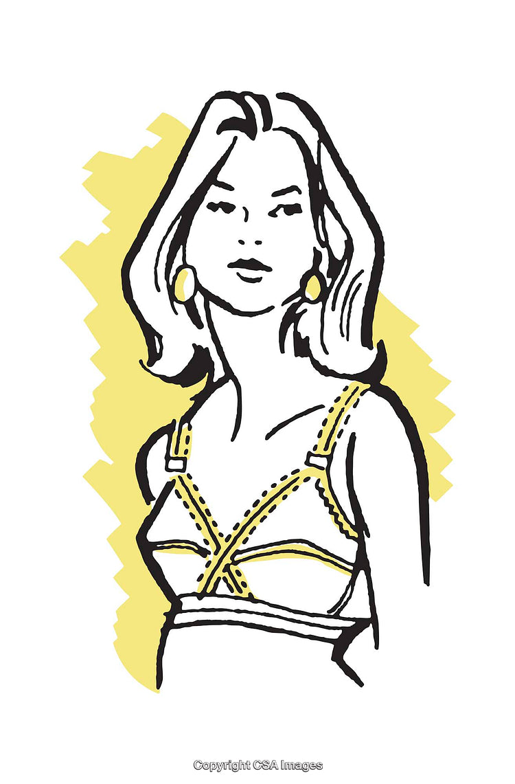 Stylized Illustration of a Woman in Fashionable Clothing With Yellow Highlights