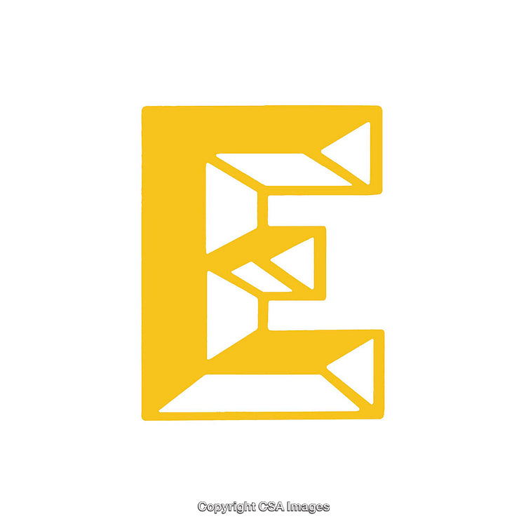 Geometric Yellow Letter E on a White Background
