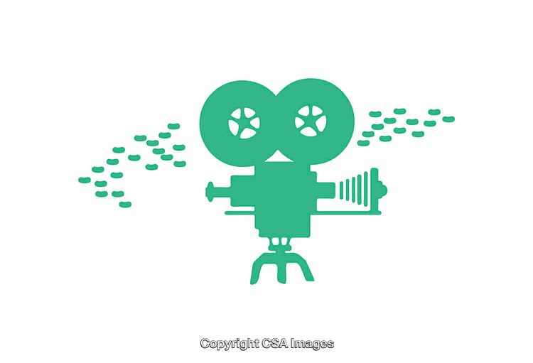 Green Icon of a Vintage Film Camera on a Minimal White Background