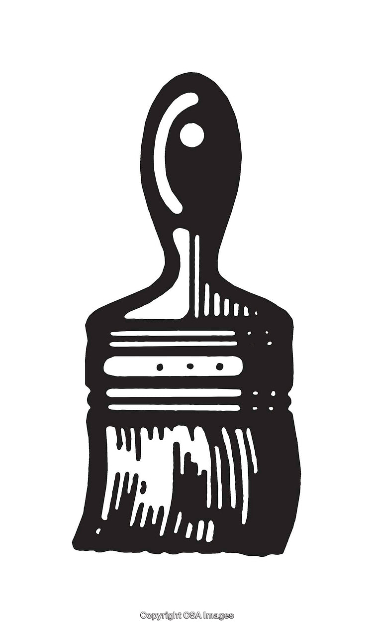 Black and White Line Art Illustration of a Paintbrush
