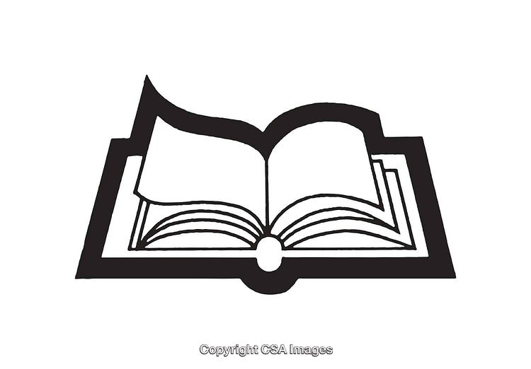 Open Book Vector Illustration in Black and White for Education Resources
