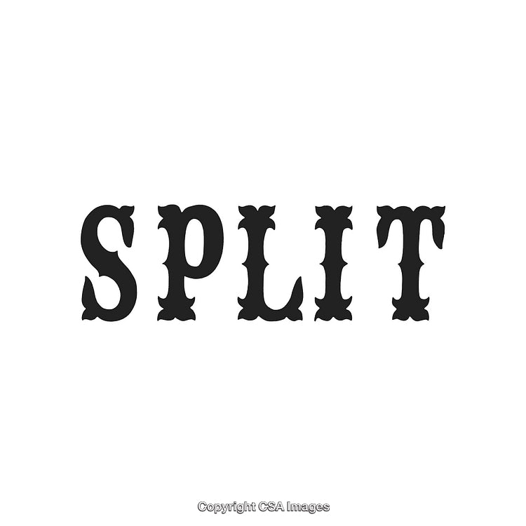 Stylized Grunge Split Typography on a White Background