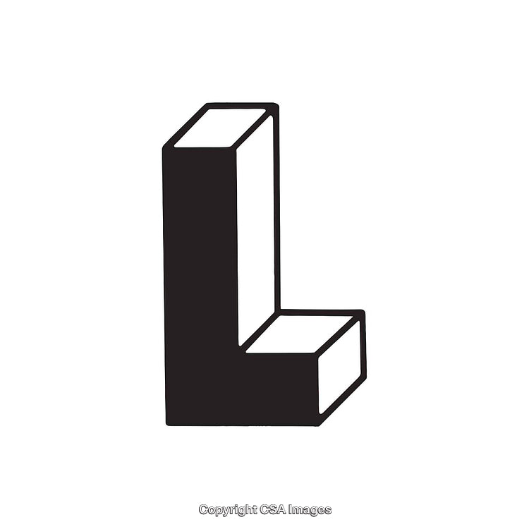 Bold Black and White 3D Letter L Illustration on White Background