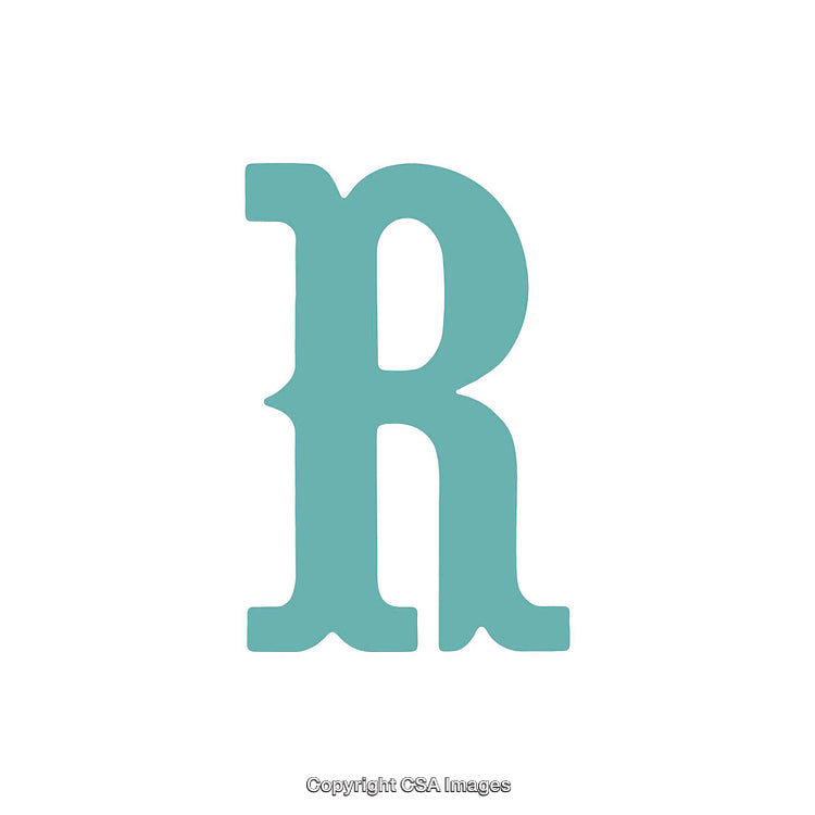 Stylized Blue Letter R Isolated On a White Background