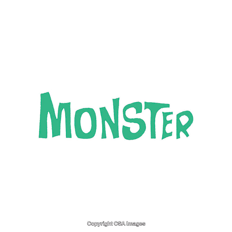 Green Monster Text with Playful Design on White Background