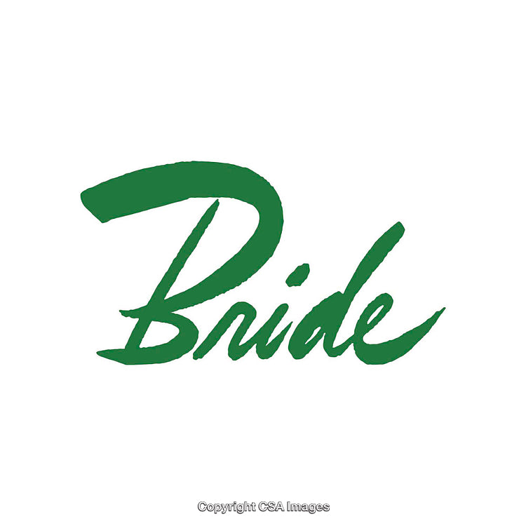 Green Brush Script Typography Displaying the Word Bride on White Background