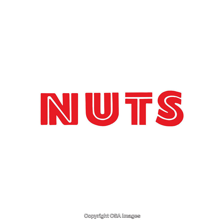 Bold Red Typography Spelling 'Nuts' on White Background
