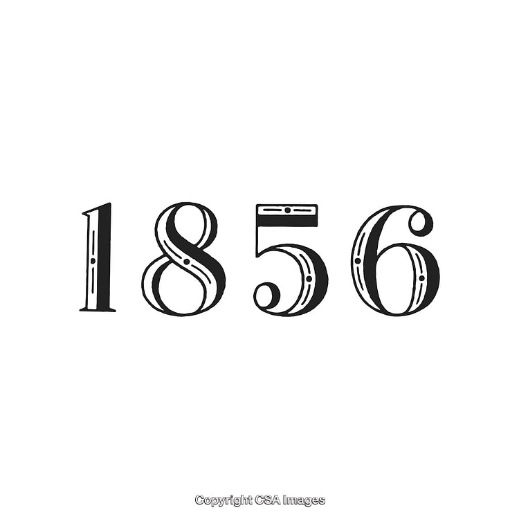 Elegant Vintage Typography Number Design Featuring Year 1856 on White Background