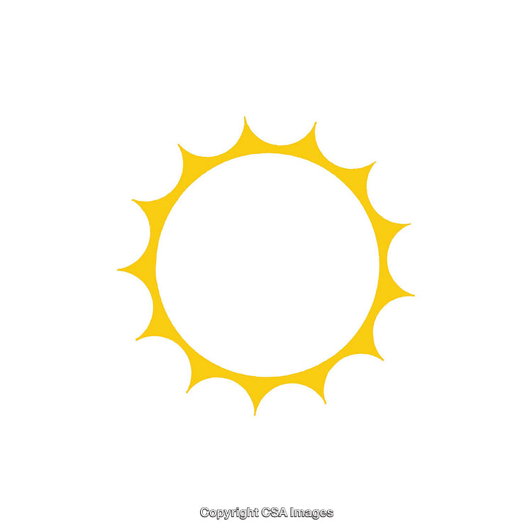 Minimalist Yellow Sun Icon with Sharp Rays on White Background