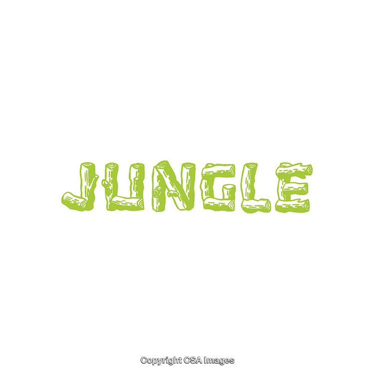 Creative Jungle Text Illustration with Nature-Inspired Green Lettering Design
