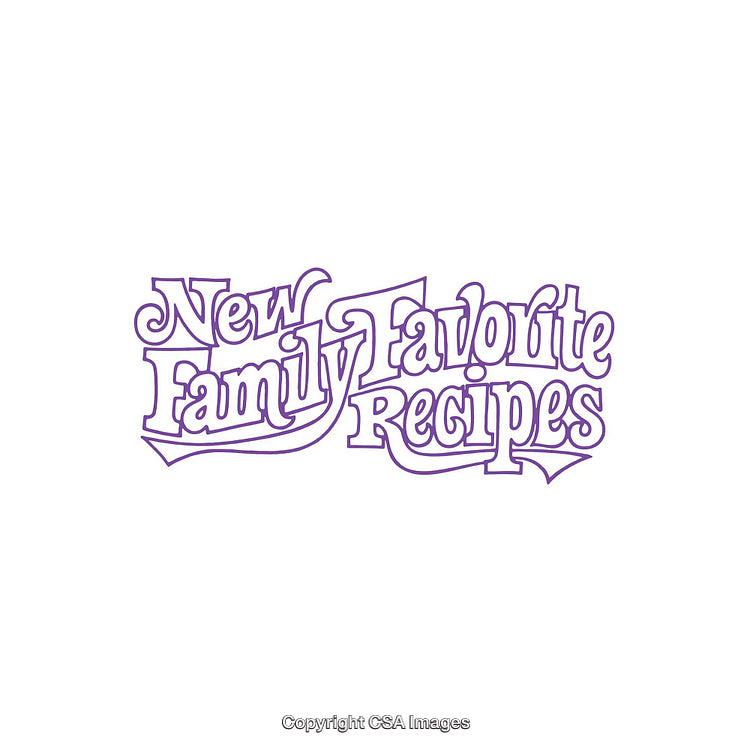 Creative Typography Design Featuring Family and Recipe Themes in Purple Monochrome