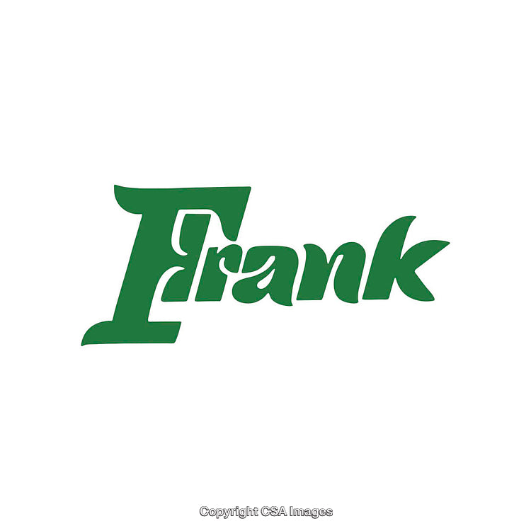 Stylized Green Typography Logo Featuring the Word "Frank" on a White Background