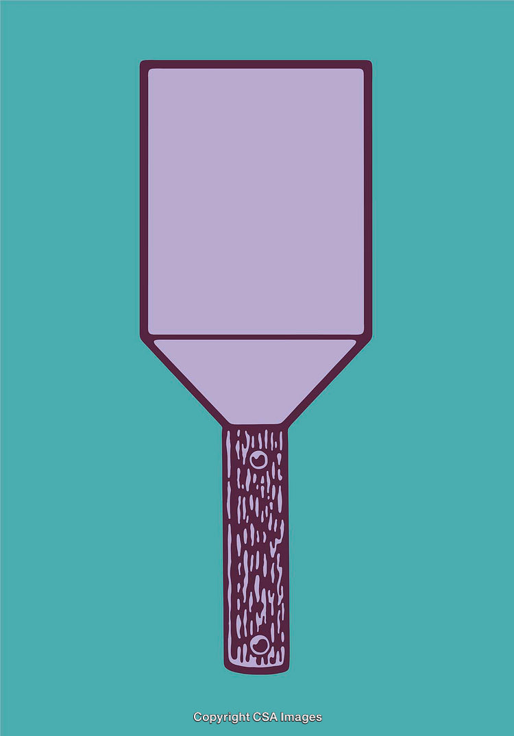 Violet Putty Knife Icon on Teal Background in a Minimalist Style