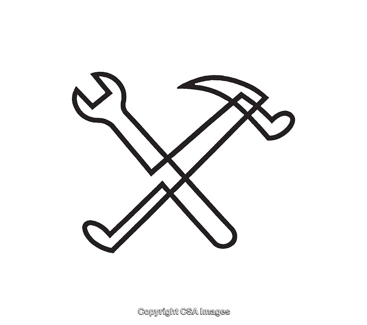 Line Art Crossed Wrench and Hammer Icon for Tools and Repair