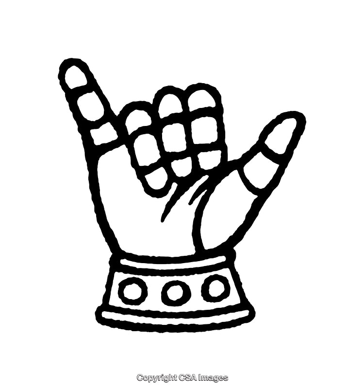 Black and White Line Art of Hand in Shaka Gesture