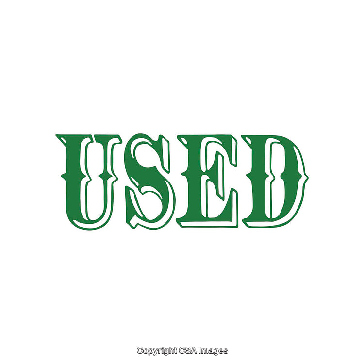 Bold Green Typography Depicting the Word 'Used' on a White Background