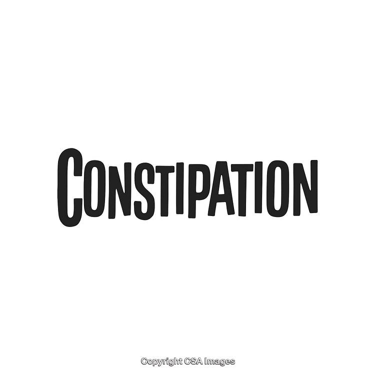 Constipation Word Art in Large Black Letters on White Background