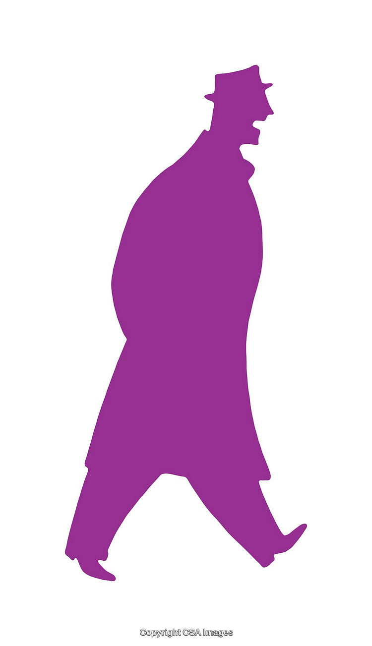 Silhouette of a Purple Man Walking in Minimalist Style Icon