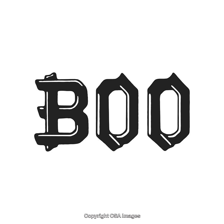 Vintage Gothic Typography 'BOO' with Halloween Inspired Design