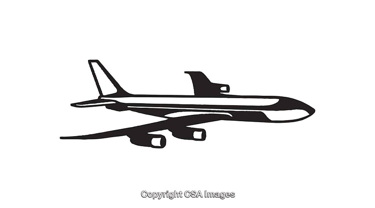 Black and White Icon of a Commercial Airplane Silhouette