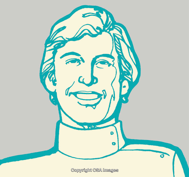 Colorful Line Art Illustration of Smiling Individual on Minimalist Background