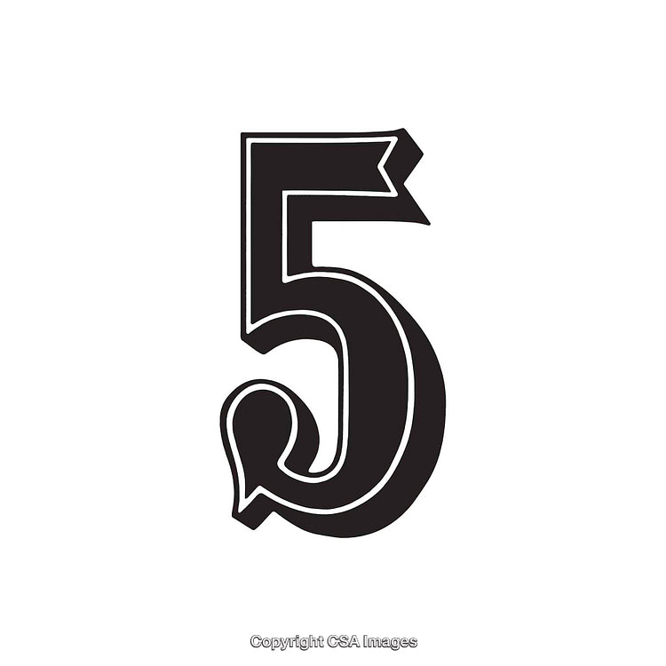 Elegant Monochrome Illustration of the Number Five in Bold Style